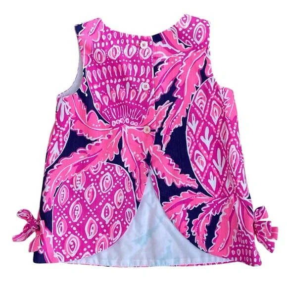 Lilly Pulitzer CoCo Safari Print Fuchsia Pink and Navy Back Button Dress - Picture 5 of 9